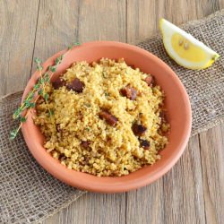 Couscous w/ Chorizo, Thyme & Lemon - Recipe photo by CookTheStory