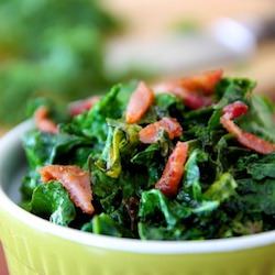Wilted Organic Kale and Bacon - Recipe photo by WholeLifestyleNutrition