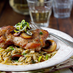 Orzo Risotto with Leeks, Mushrooms - Recipe photo by a communal table