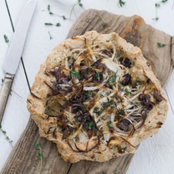 Rustic Onion, Black Olive & Thyme Tart - Recipe photo by kitchentonirvana.com