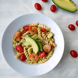 Shrimp and Avocado Pasta Salad - Recipe photo by The Captivating Life
