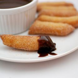 Churros and Chocolate Sauce - Recipe photo by CookEatDelicious