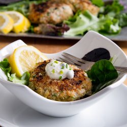Crab Cakes with Garlic Caper Aioli - Recipe photo by sierraspringsphoto