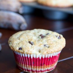 Banana Chocolate Chip Muffins - Recipe photo by dinnersdishesanddesserts