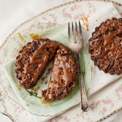 Chocolate Caramel Pecan Tarts - Recipe photo by thelittlewhitekitchen