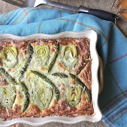Egg Bake w Asparagus & Artichokes - Recipe photo by TheWimpyVegetarian