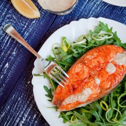 Roast Salmon Salad with Tahini - Recipe photo by GoodFoodBlog