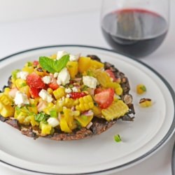 Portabellas with Mango Strawberries - Recipe photo by Natalie Paramore