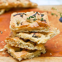Herbed No-Knead Focaccia - Recipe photo by nancy baggett-kitchenlane