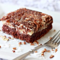 Upside-Down German Chocolate Cake - Recipe photo by Tonya at Love of Family and Home