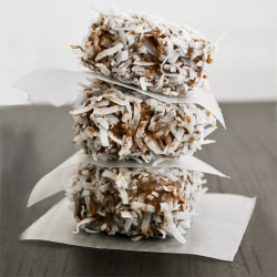 Lamington Rice Krispy Treats - Recipe photo by mallowandco