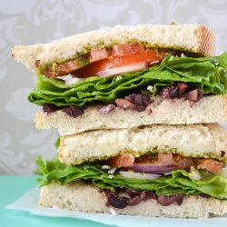 Kalamata Olive & Pesto Sandwich - Recipe photo by Oishii Treats