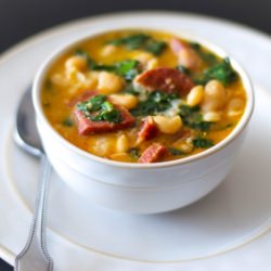 Chourico & Spinach White Bean Stew - Recipe photo by Carries Experimental Kitchen
