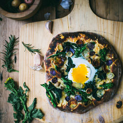 Rapini & Rosemary Potato Pizza - Recipe photo by localmilk