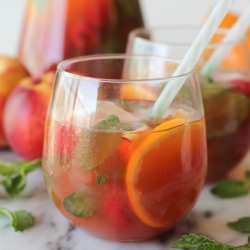 Raspberry Peach Iced Tea - Recipe photo by damndelicious