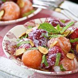 Cantaloupe Strawberry Salad - Recipe photo by teatattler