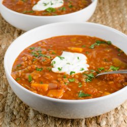 Spicy Tomato and Lentil Soup - Recipe photo by slimmingeats