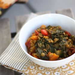Kale, Sweet Potato, and Lentil Stew - Recipe photo by dough-eyed girls