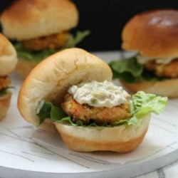 Salmon and Corn Sliders - Recipe photo by mybarecupboard