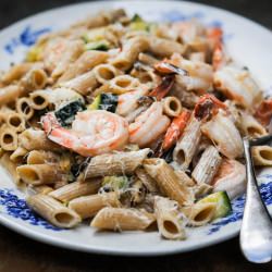 Whole Wheat Penne Pasta with Shrimp - Recipe photo by RenBehan