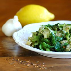 Escarole with Garlic and Anchovies - Recipe photo by savoringtimeinthekitchen