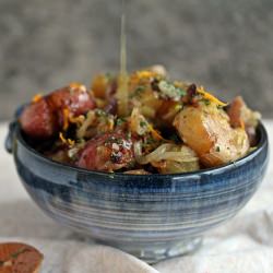 Fried Smashed Potatoes with Onions - Recipe photo by cravingsofalunatic