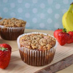 Jumbo Strawberry Banana Muffins - Recipe photo by Oishii Treats
