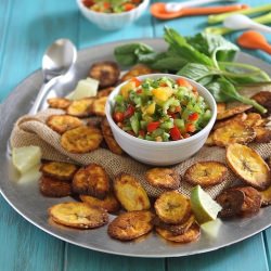 Plantain Chips & Salsa - Recipe photo by Running to the Kitchen