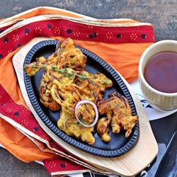 Kale and Onion Pakoras - Recipe photo by Cooking in Westchester