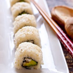 Seared Shiitake and Avocado Sushi - Recipe photo by taste of Japan
