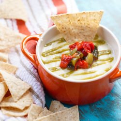 Queso with Roasted Poblano Sauce - Recipe photo by sharedappetite