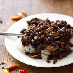 Crockpot Pork Adobo and Black Beans - Recipe photo by pinchofyum