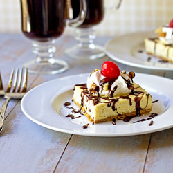 Banana Split Cheesecake Bars - Recipe photo by The Midnight Baker