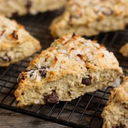 Coconut Scones with Dark Chocolate - Recipe photo by afarmgirlsdabbles