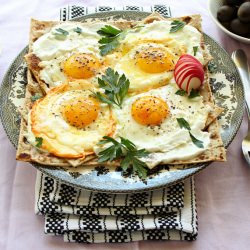 Gozlemeh – Eggs with Yogurt Sauce - Recipe photo by Azita