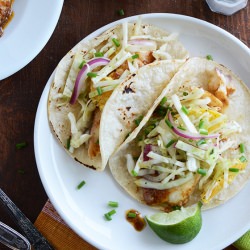 Ancho-Garlic Fish Tacos - Recipe photo by AnEdibleMosaic