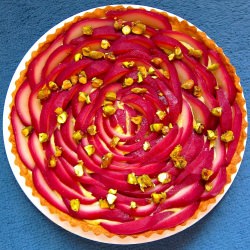 Rosy Poached Pear and Pistachio Tart - Recipe photo by vanilla_angel555