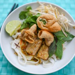 White Noodles with Marinated Pork - Recipe photo by chilliandmint