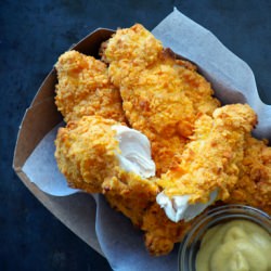 Baked Cheddar Dijon Chicken Tenders - Recipe photo by justataste