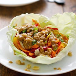 Light Thai Chicken Lettuce Wraps - Recipe photo by pinchofyum