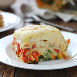 Veggie Alfredo Lasagna - Recipe photo by pinchofyum