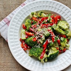 Thai Broccoli + Red Pepper Salad - Recipe photo by thenutritionalepiphany
