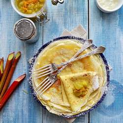 Crepes with Rhubarb Compote - Recipe photo by Bucataria familiei mele
