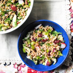 Farro Salad with Roasted Grapes - Recipe photo by myjerusalemkitchen