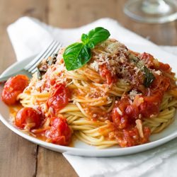 Olive Oil Cherry Tomato Sauce - Recipe photo by cooking classy