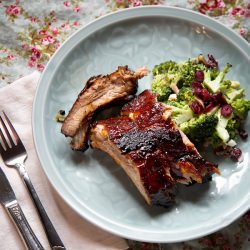 BBQ Pork Ribs with Broccoli Salad - Recipe photo by sierraspringsphoto