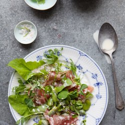 Salad of Broad Beans and Prosciutto - Recipe photo by dagmarskitchen.se
