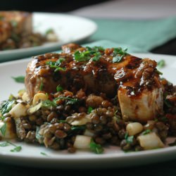 Marinated Swordfish + Lentils - Recipe photo by Nikki Dinki Cooking