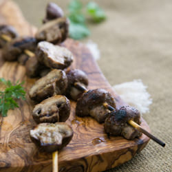 Grilled Mushrooms on Skewers - Recipe photo by NatashasKitchen.com