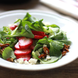 Strawberry Mache Salad with Tamari - Recipe photo by The Clever Carrot